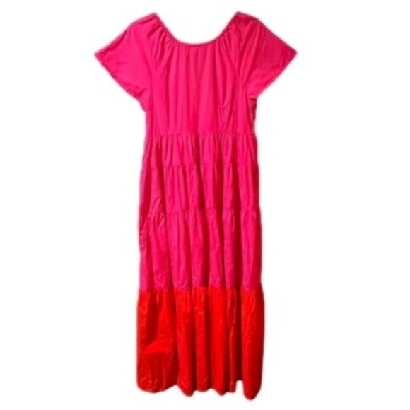 Peyton & Parker Pink Ruched Tiered Maxi Sundress with Scoop Neck, Small - Picture 3 of 3